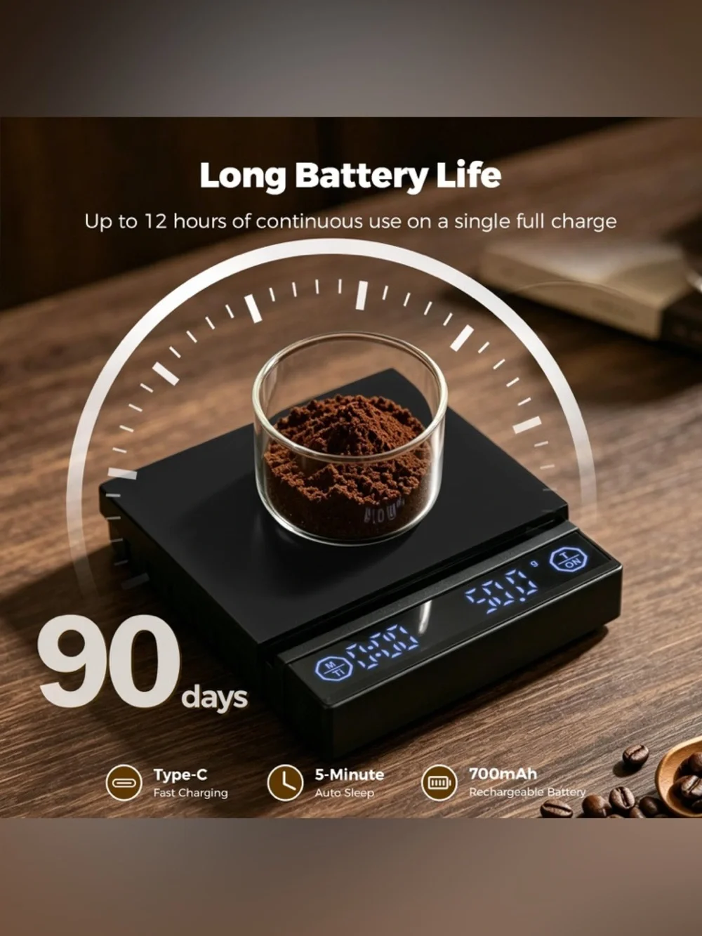 Mini Scale with Bright LED Display - Black